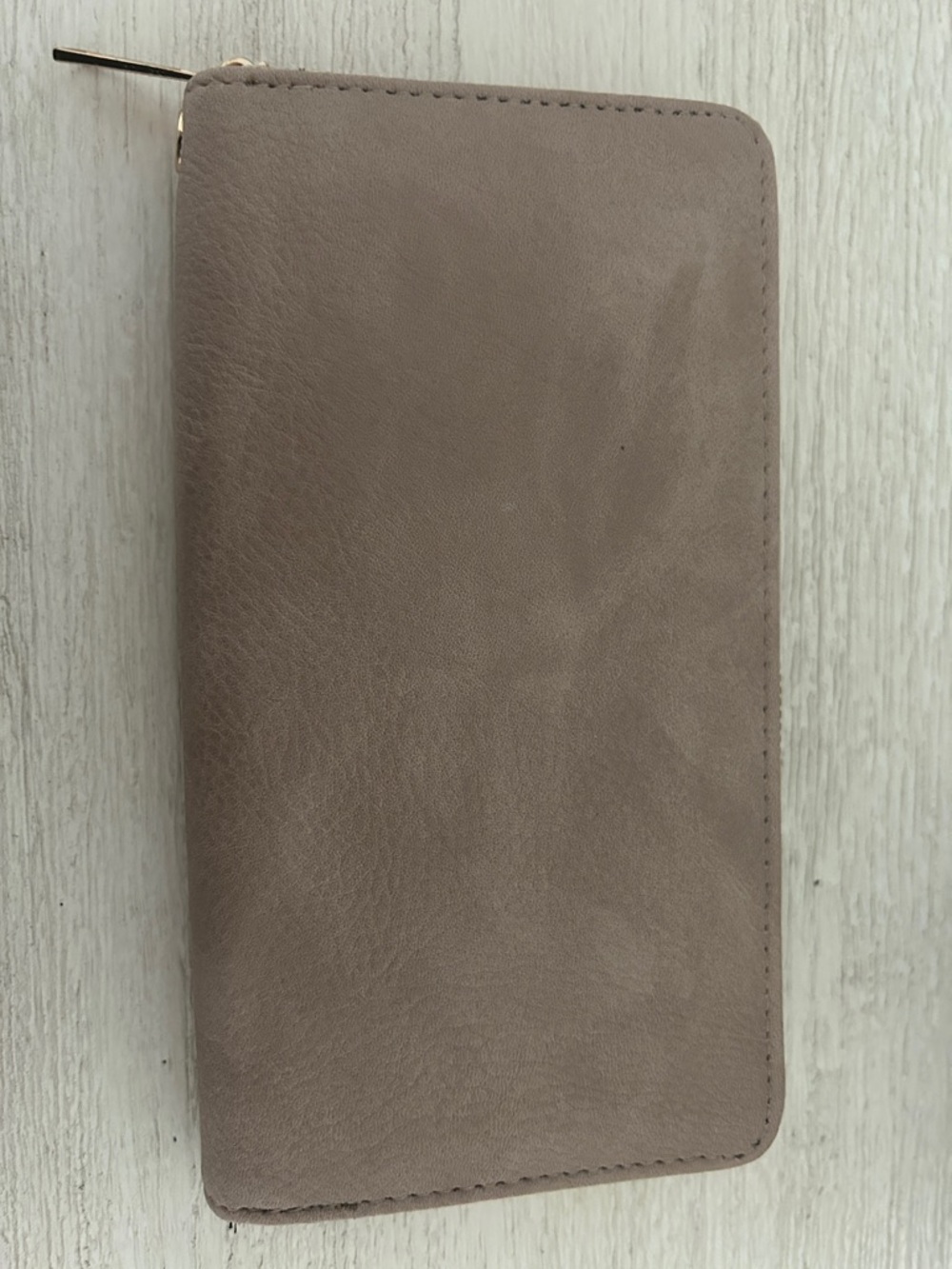 Alba Blush Zip-Around Wallet with Gold Trim